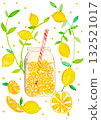 Fresh lemon and juice illustration background material 132521017