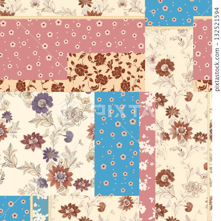 Abstract beautiful watercolor floral vintage illustration 132521594