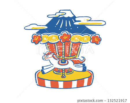 馬年：波普新年旋轉木馬插畫 132521917