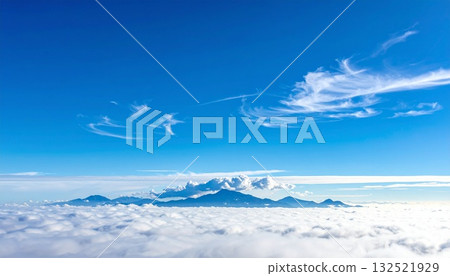 Endless blue sky and floating white clouds 132521929