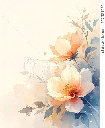 Watercolor style pale flower illustration 132521983