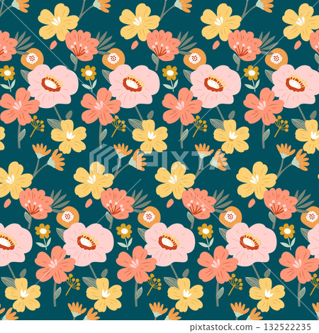 Abstract beautiful watercolor floral pattern illustration 132522235