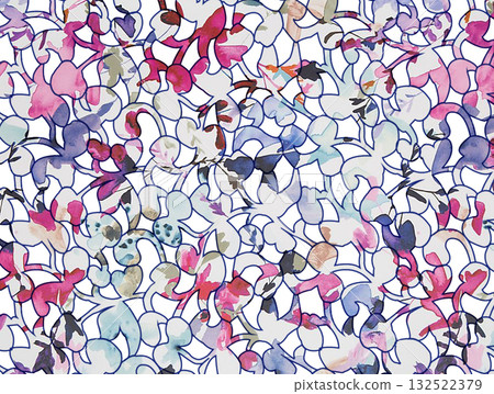 Abstract beautiful watercolor floral pattern illustration 132522379