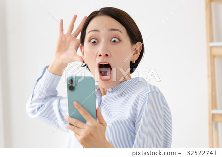 Surprised woman with a smartphone Surprised woman with a smartphone 132522741