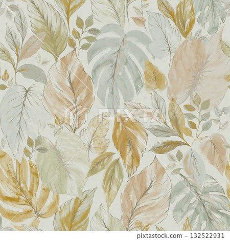 Abstract patterns and beautiful watercolor floral illustrations 132522931