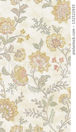 Abstract patterns and beautiful watercolor floral illustrations 132522935