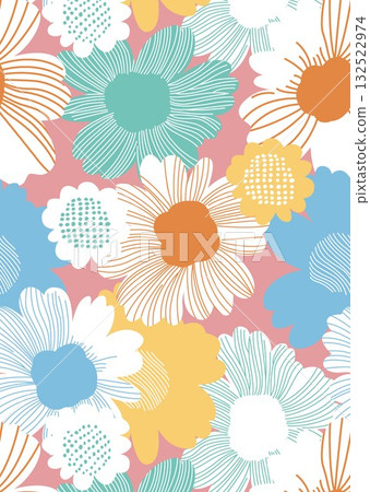 Abstract patterns and beautiful watercolor floral illustrations 132522974