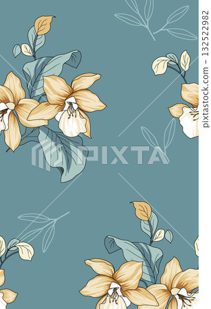 Abstract patterns and beautiful watercolor floral illustrations 132522982
