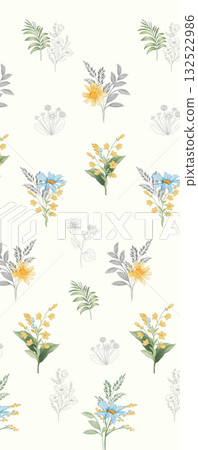 Abstract patterns and beautiful watercolor floral illustrations 132522986