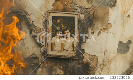 The wood stove is on fire 132523036