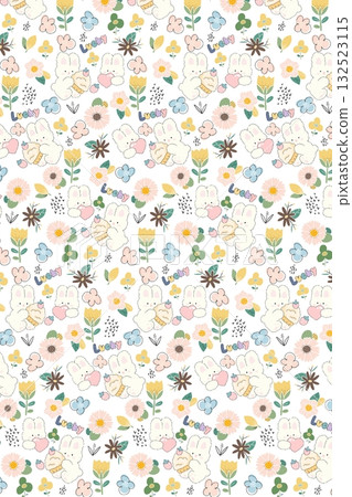 Abstract patterns and beautiful watercolor floral illustrations 132523115