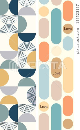 Abstract patterns and beautiful watercolor floral illustrations 132523137