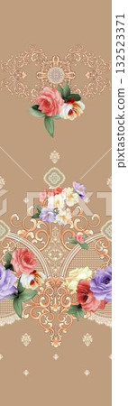 Abstract patterns and beautiful watercolor floral illustrations 132523371