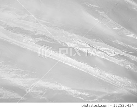 Plastic White Bag Wrap Film Grunge Overlay Effect Background Mockup Foil Pack Design Wrnkle Abstract Grey Texture Pattern Element Clear Polyethylene Wrapper Pattern Material Layer Surface Template. 132523434