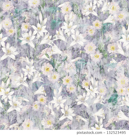 Abstract patterns and beautiful watercolor floral illustrations 132523495