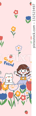 Abstract patterns and beautiful watercolor floral illustrations 132523497