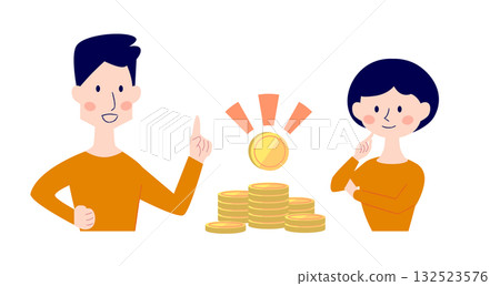 一對夫婦在談論財務問題。 132523576