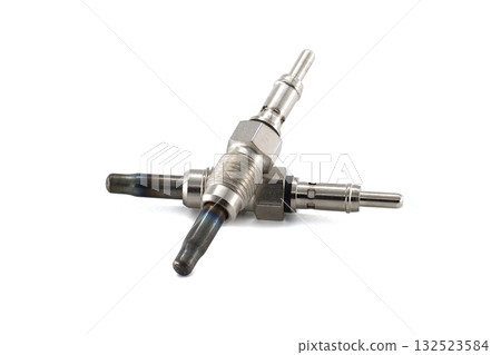 Close-Up of Mechanical Metal Glow Spark Plugs for Engine Components 132523584