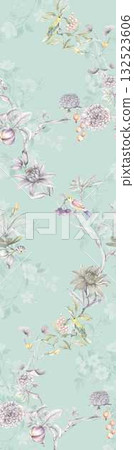 Abstract patterns and beautiful watercolor floral illustrations 132523606