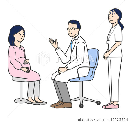 Simple illustration of a doctor and nurse examining a patient Simple illustration of a doctor and nurse examining a patient 132523724