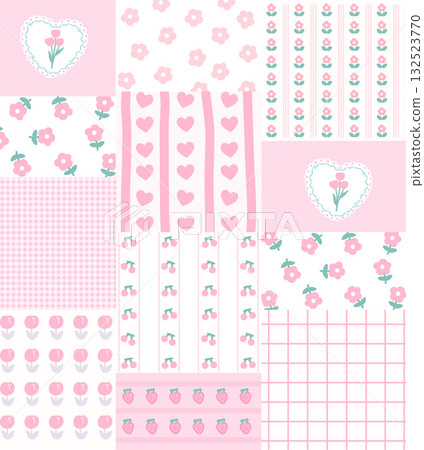 Abstract patterns and beautiful watercolor floral illustrations 132523770