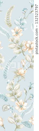 Abstract patterns and beautiful watercolor floral illustrations 132523797