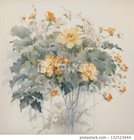 Abstract patterns and beautiful watercolor floral illustrations 132523844