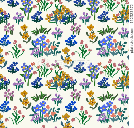 Abstract patterns and beautiful watercolor floral illustrations 132523872