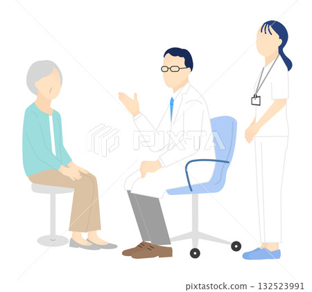 醫生和護士檢查病人的簡單插圖 132523991