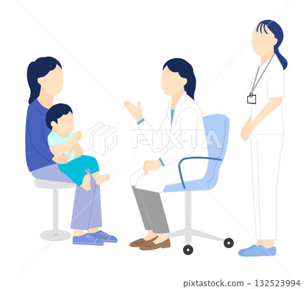 醫生和護士檢查病人的簡單插圖 132523994