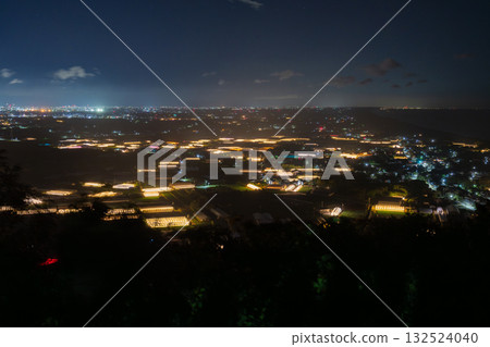 愛知縣:夜晚燈光照耀下的菊花和閃閃發光的溫室 愛知縣:夜晚燈光照耀下的菊花和閃閃發光的溫室 132524040