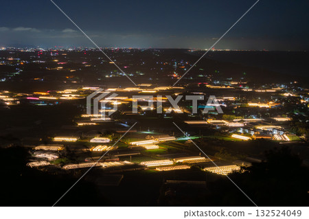 Aichi Prefecture: Illuminated chrysanthemums and a glowing greenhouse at night 132524049