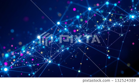 Abstract blue background with glowing stars and magical light. 132524389
