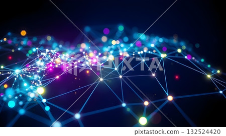 Abstract blue background with glowing stars and magical light. 132524420