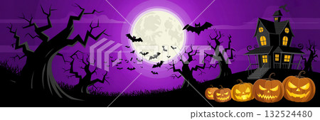 簡約時尚的萬聖節橫幅插圖 簡約時尚的萬聖節橫幅插圖 132524480
