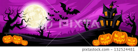 簡約時尚的萬聖節橫幅插圖 132524481