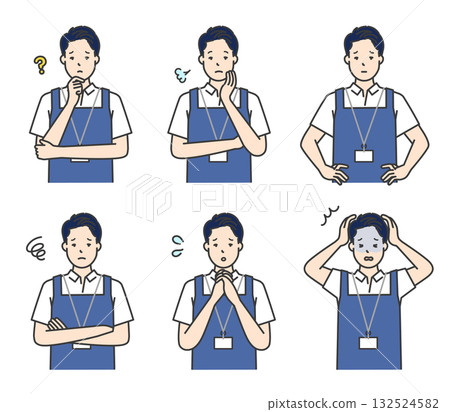 Anxious and troubled caregiver icon set stock illustration 132524582