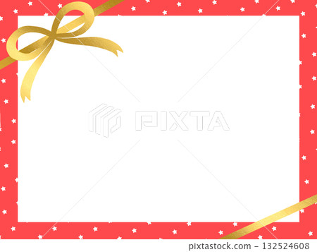 Red star pattern frame background material decorated with gold ribbon Red star pattern frame background material decorated with gold ribbon 132524608