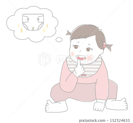 Baby thinking about diapers Baby thinking about diapers 132524633