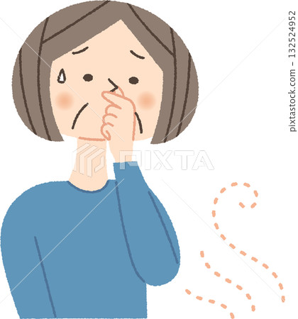 Senior woman who is concerned about bad odors Senior woman who is concerned about bad odors 132524952
