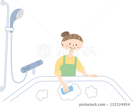 A woman cleaning a bath 132524954