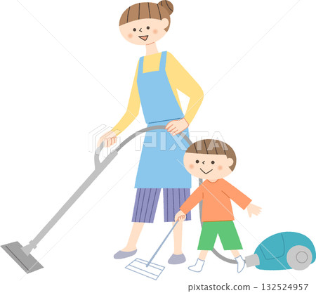 父母和孩子一起打掃 父母和孩子一起打掃 132524957