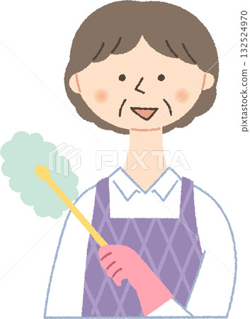 拿著方便拖把的老年婦女 拿著方便拖把的老年婦女 132524970