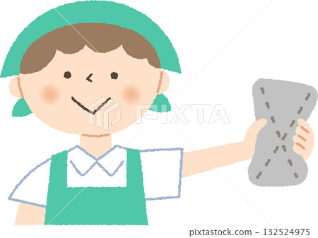 男孩拿著一塊抹布 男孩拿著一塊抹布 132524975