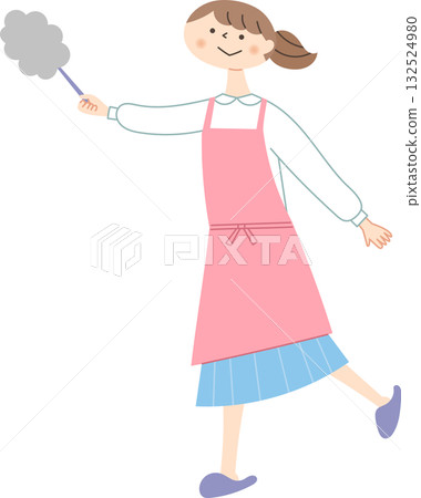Woman with handy mop 132524980