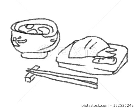 Illustration of a meal in a pencil style Illustration of a meal in a pencil style 132525242
