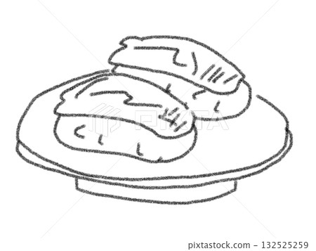 Pencil drawing style sushi illustration 132525259