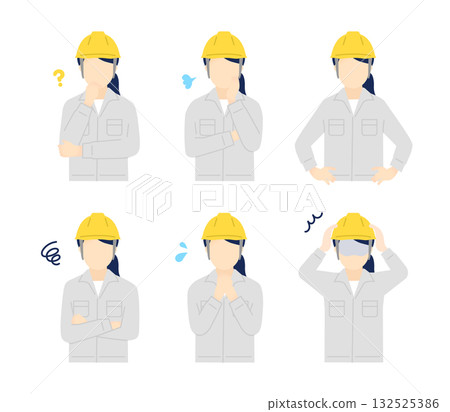 工人戴著安全帽的插圖集 132525386