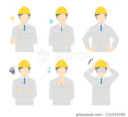 工人戴著安全帽的插圖集 132525394
