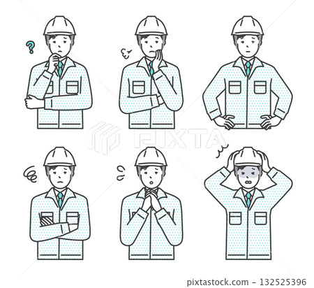 工人戴著安全帽的插圖集 132525396